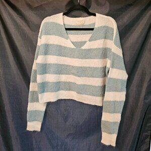 Uncharted Threads striped v-neck sweater. Size L